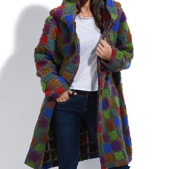 Charlotte & Louis Wool Blend Colorful Jacket Size EU 48 / US 16 - Picture 1 of 12